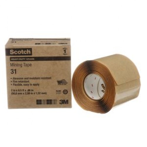 Scotch® Heavy Duty Mining Tape, 31, black, 60 mil (1.5 mm), 2 in x 8.5