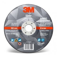 3M™ Silver Depressed Centre Grinding Wheel,  87450,  T27,  6 in x 1/4 in x 7/8 in,  cost per wheel