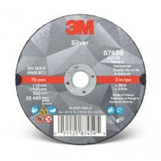 3M™ Silver Cut-Off Wheel,  87459,  T1,  3 in x 0.060 in x 3/8 in,  cost per wheel,  50 per box